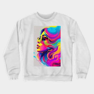 An Illustration of a Woman's Psychedelic Vision - colorful Crewneck Sweatshirt